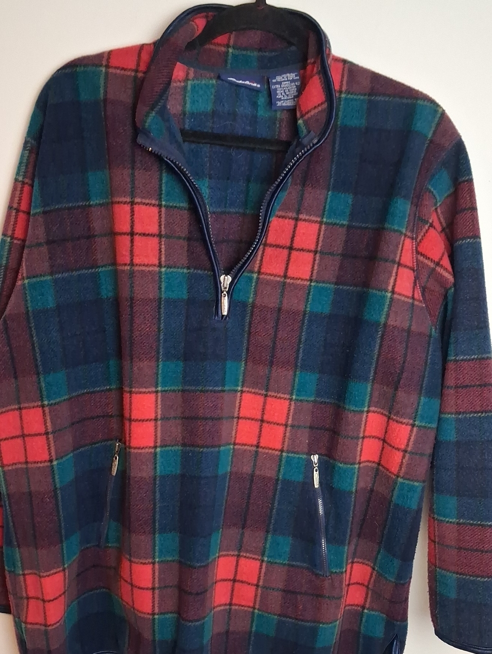 Catalina Red & Navy Plaid Quarter-Zip Fleece Pullover
